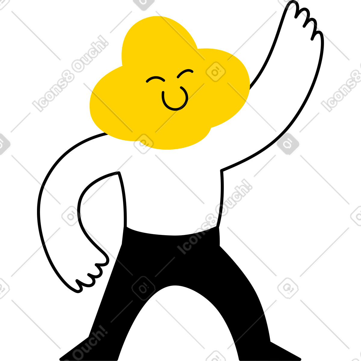 Figur, die auf etwas zeigt-Illustration im Giggle-Stil als Download in PNG, SVG