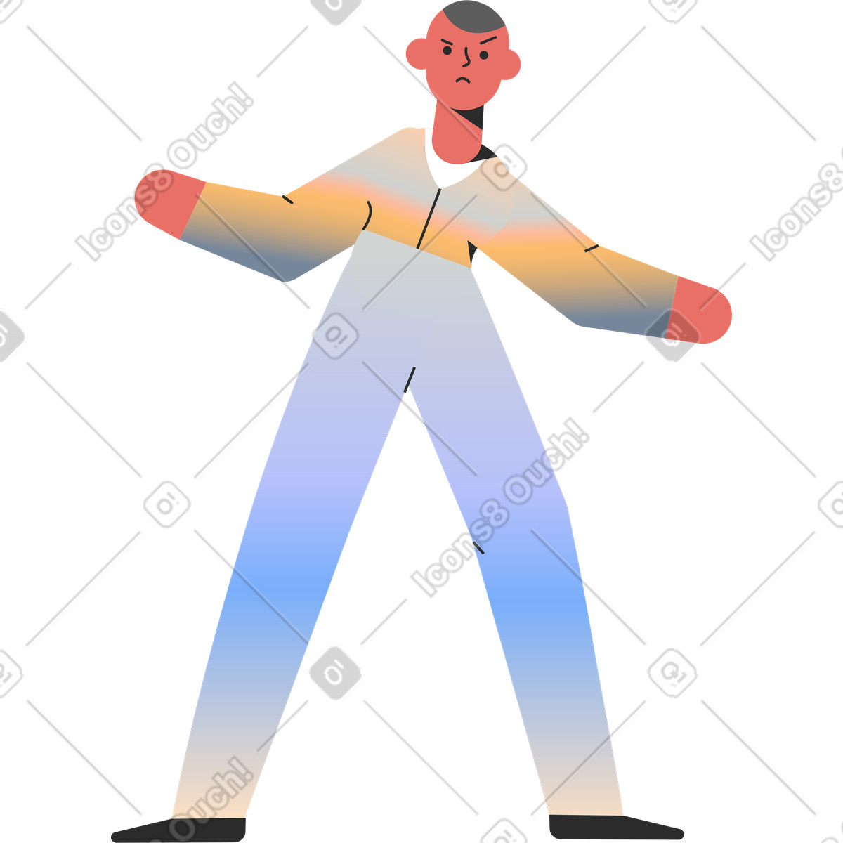Angry man illustration featuring rage graphics and irritated designs clipart