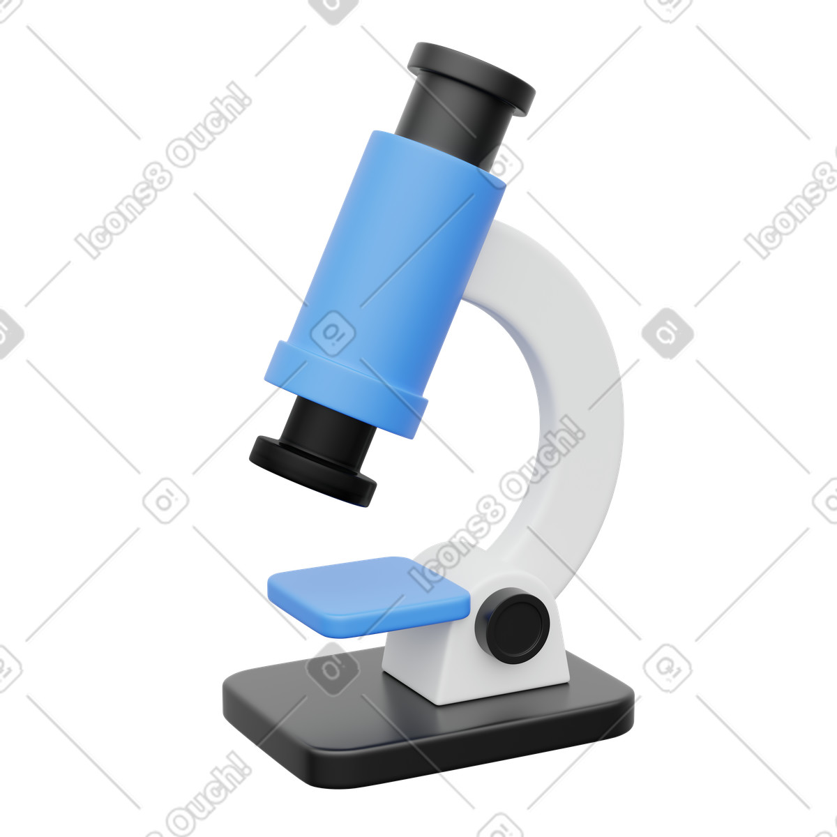 Microscope equipment for lab research and data discovery illustration in 3D Playful style download in PNG, SVG