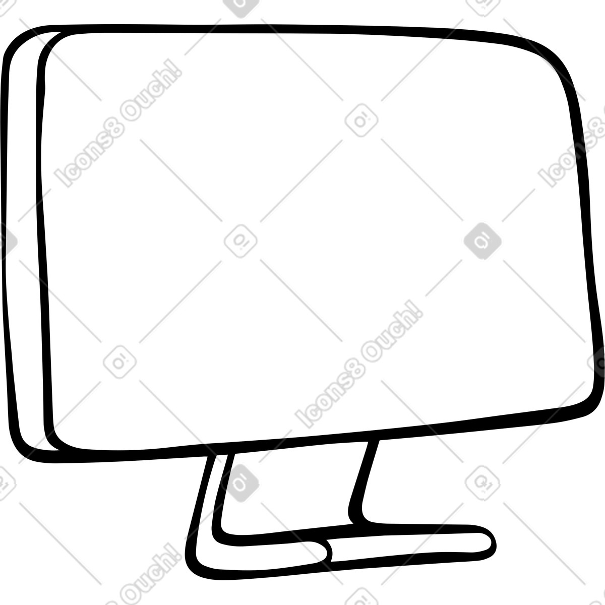 Ilustración Monitor de computadora en estilo Journal a descargar en PNG y SVG