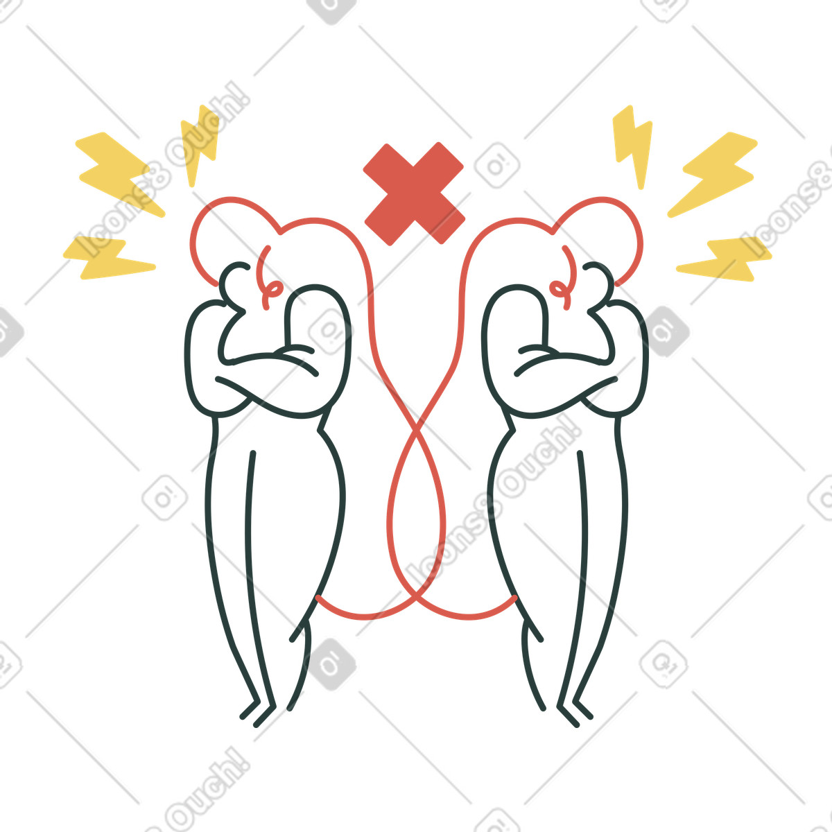Miscommunication or argument, Relationship conflict no connection illustrazione in stile Macaroni scarica in PNG, SVG