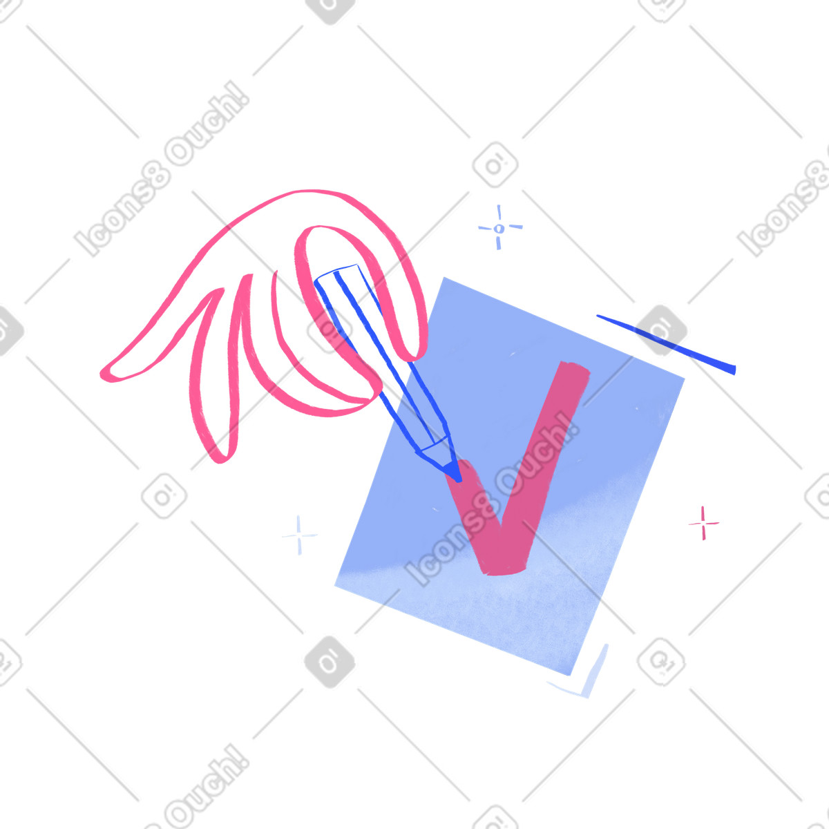 下载 Quirky 风格的 手绘图复选标记 插画，支持 PNG、SVG 格式