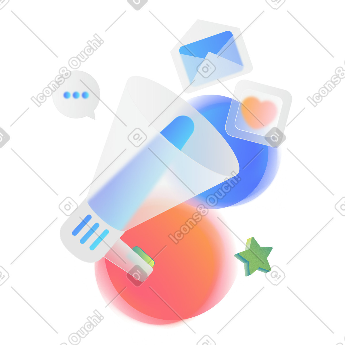 下载 Morphis 风格的 用于在线营销和促销的扩音器 插画，支持 PNG、SVG 格式