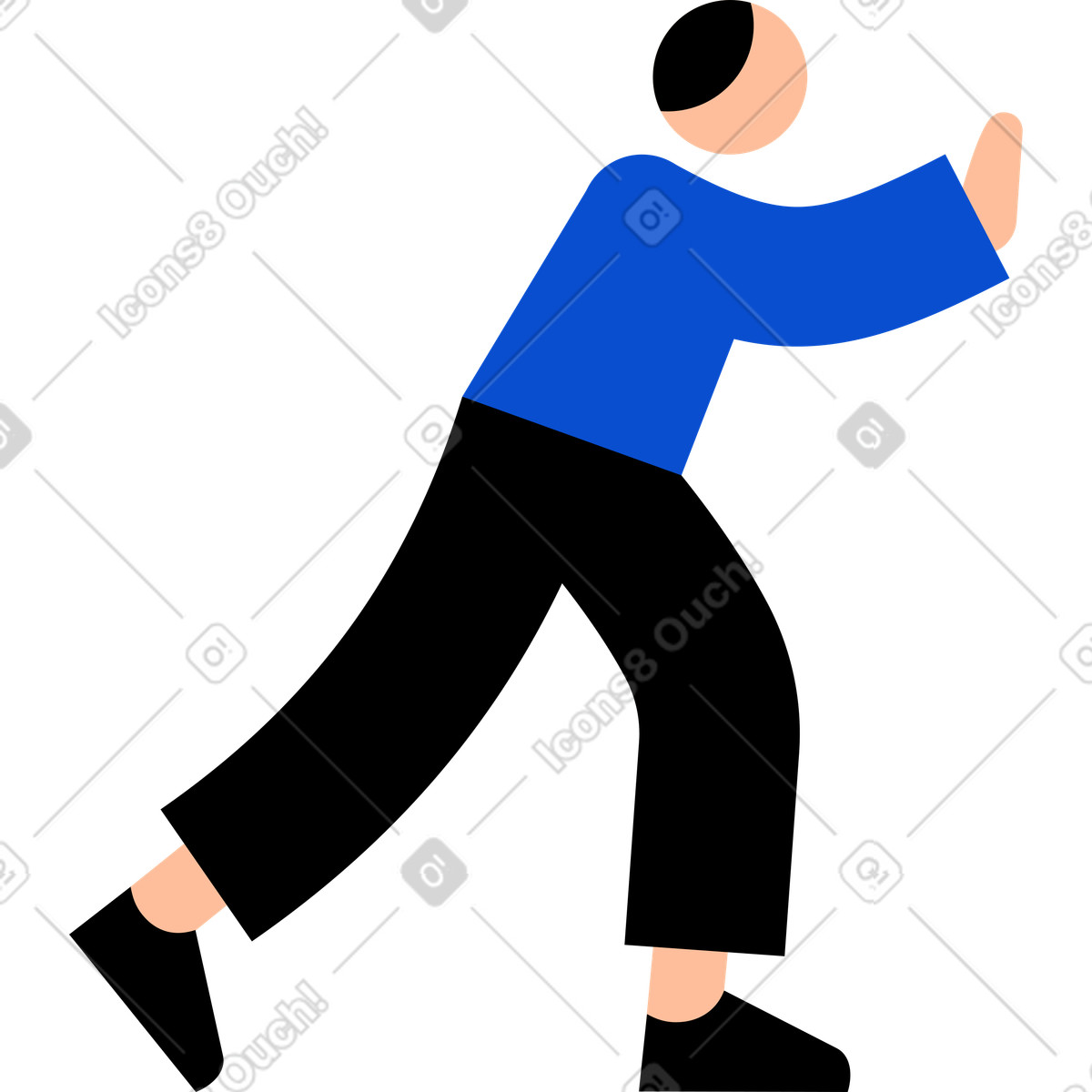 Illustration Jeune homme poussant dans le style Tiny à télécharger aux formats PNG, SVG