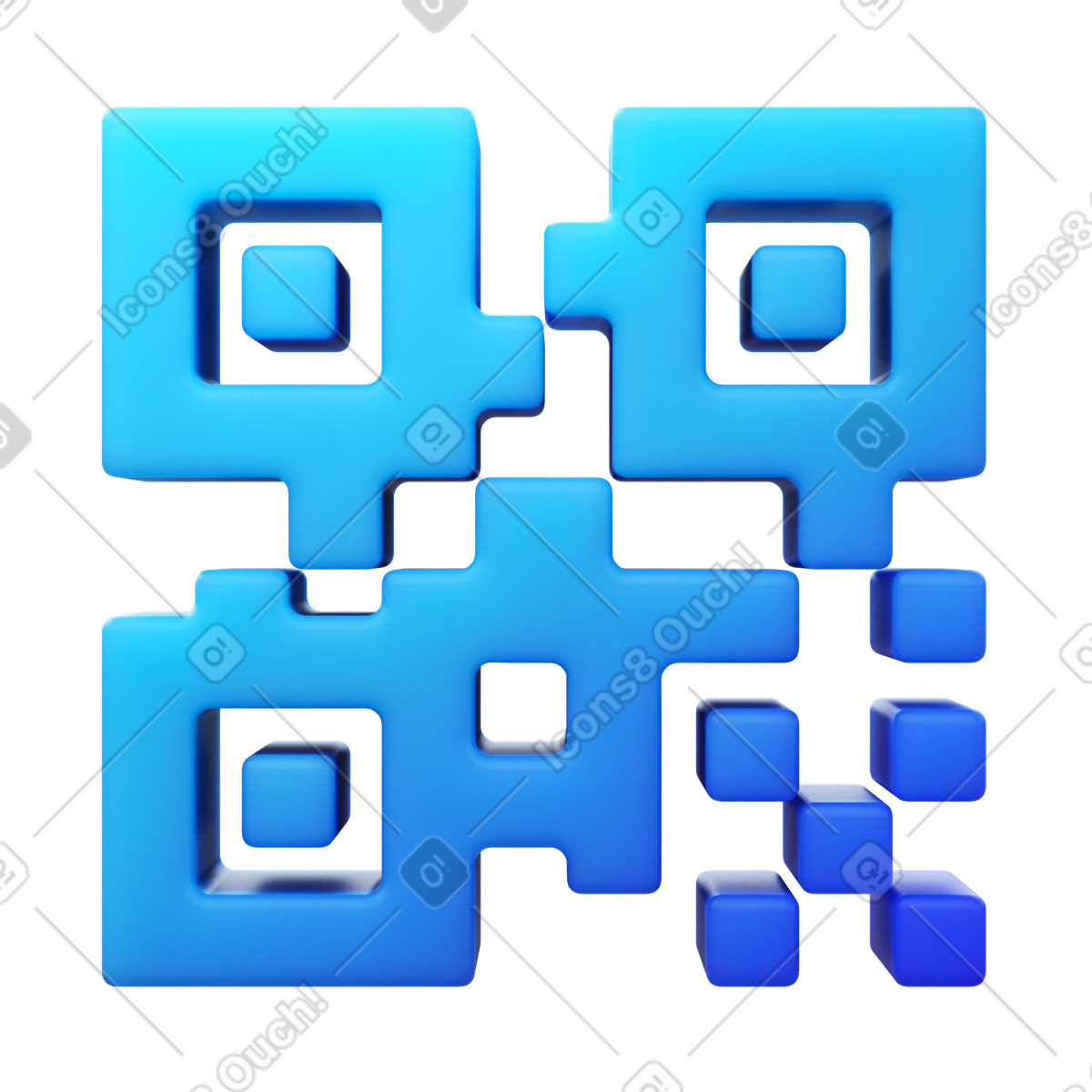 Qr code illustration in 3D Fluency style download in PNG, SVG