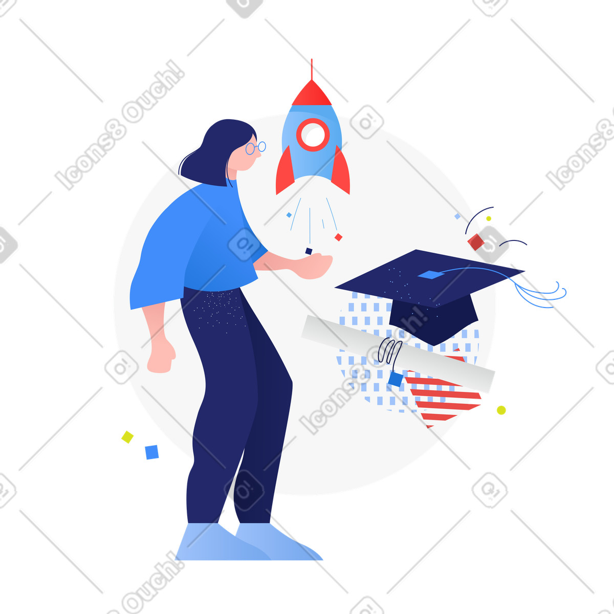 Ilustración Starting new chapter in life with education en estilo Clip a descargar en PNG y SVG