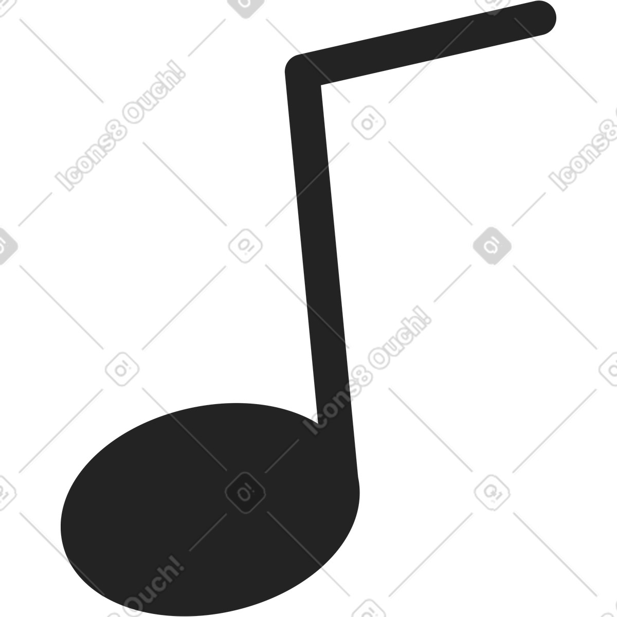 Ilustración Nota musical negra en estilo Sammy Line a descargar en PNG y SVG