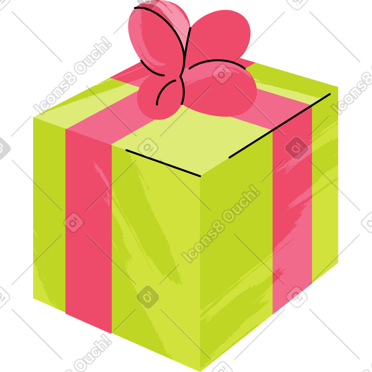 Box mit geschenk und schleife-Illustration im Juicy-Stil als Download in PNG, SVG