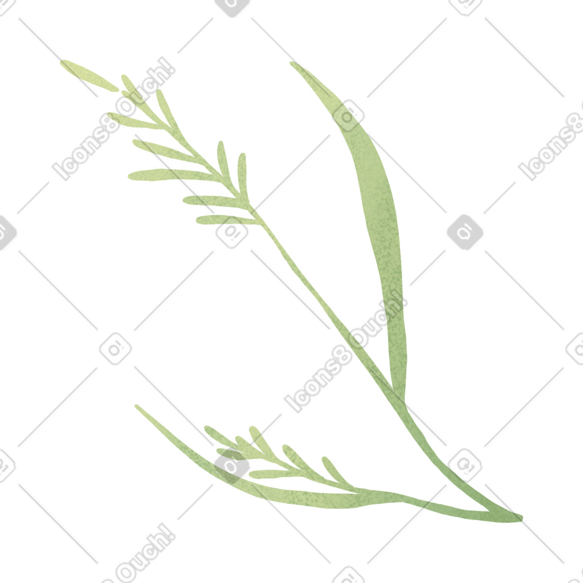 下载 Floral 风格的 Two small blades of grass 插画，支持 PNG、SVG 格式