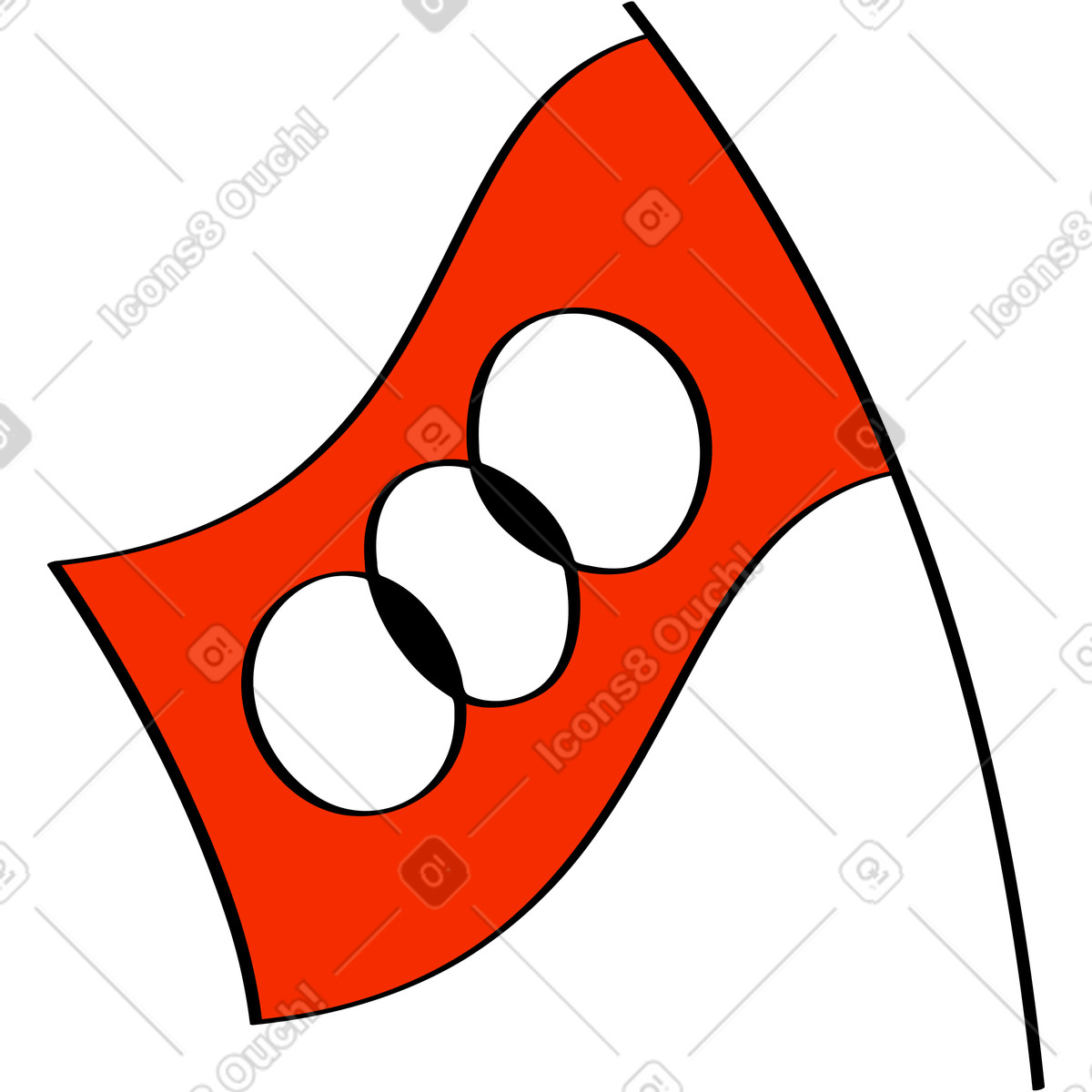 Red flag with an emblem illustration in Looney style download in PNG, SVG