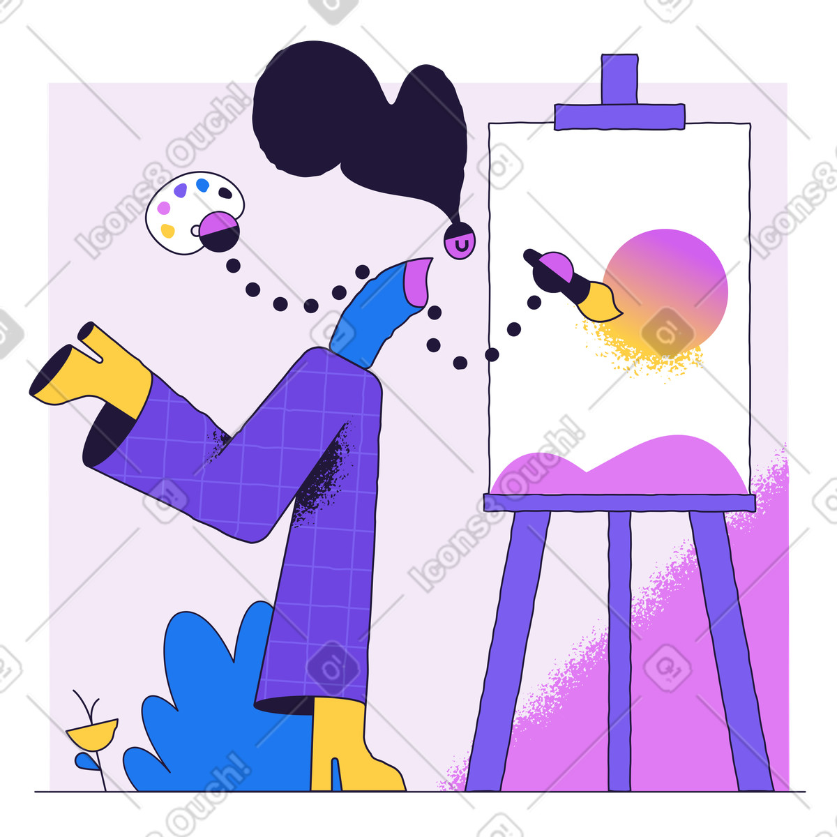 Ilustração de Artista pintando em tela do lado fora no estilo Conifer para baixar PNG, SVG