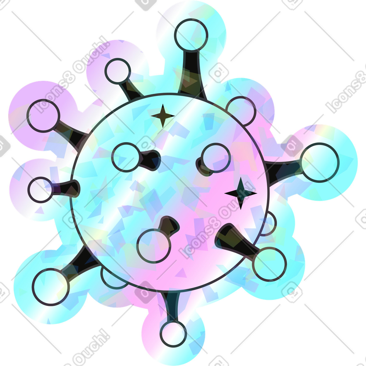 Virus illustrazione in stile Holostickers scarica in PNG, SVG