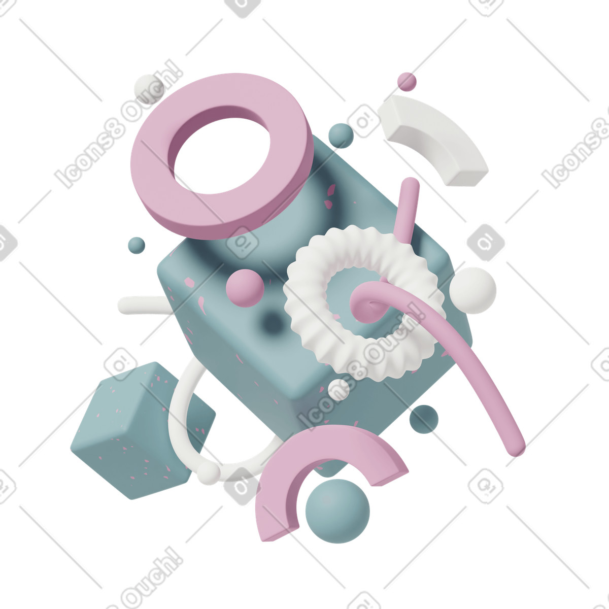 Composizione astratta con forme illustrazione in stile 3D Casual life scarica in PNG, SVG