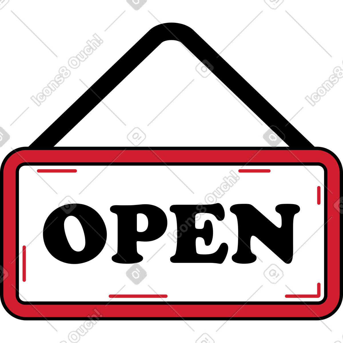 Open sign illustration in Ruby style download in PNG, SVG