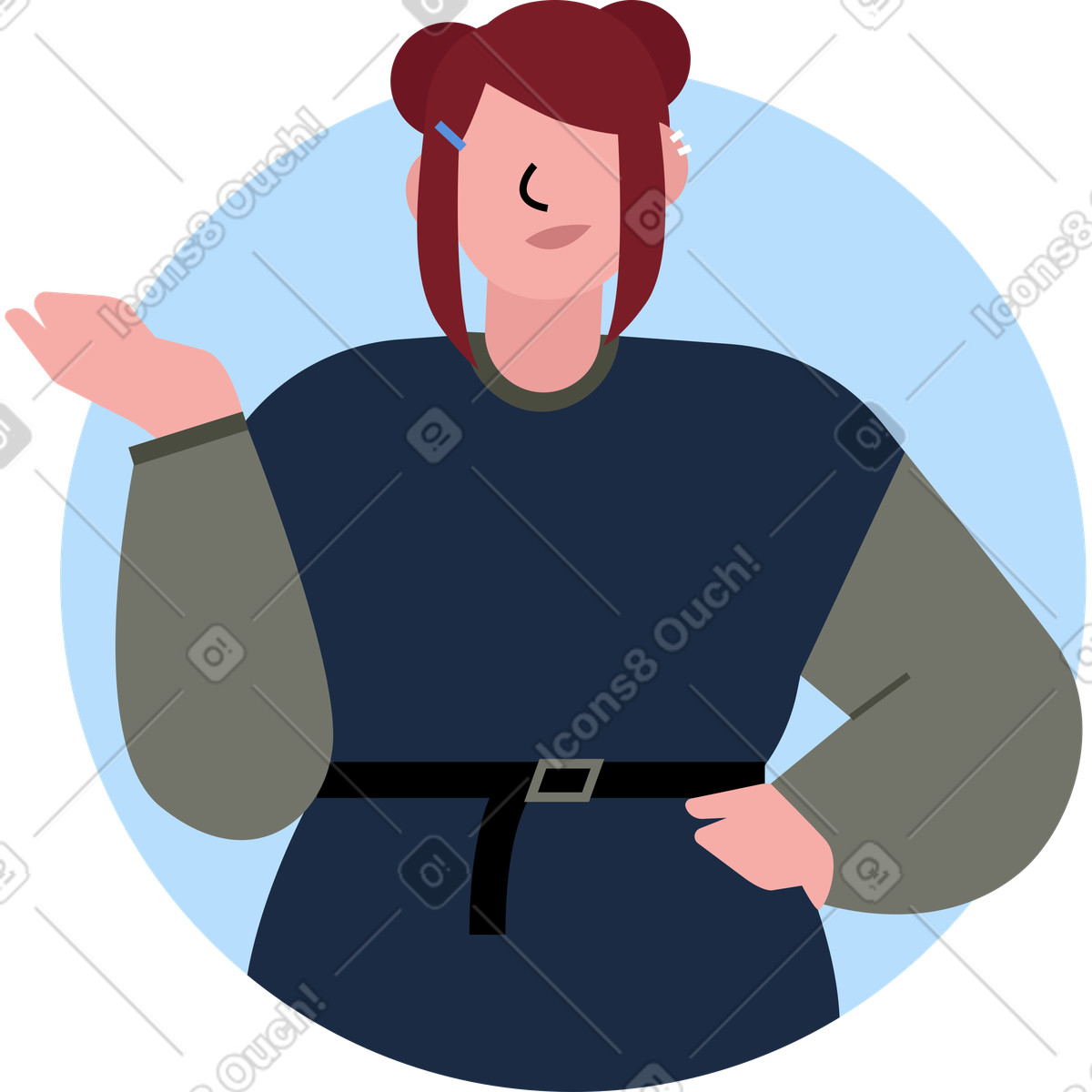 Ilustración Mujer presentando algo en estilo Vector a descargar en PNG y SVG