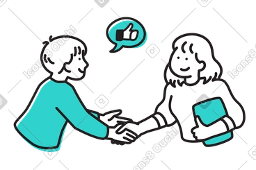 Colleagues reinforcing agreement with a handshake PNG, SVG