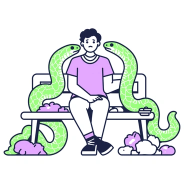 Snakes whispering insults into a person's ears