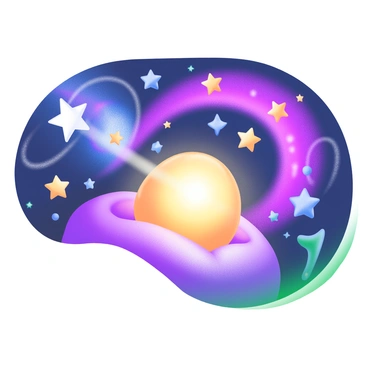 A cosmic scene featuring a "glowing pineal gland" at the center, radiating an ethereal light. Surrounding the pineal gland are numerous "stars" twinkling in various sizes and colors, including white, blue, and yellow. "Galaxies" swirl in the background, displaying vibrant hues of purple, pink, and deep blue as they spiral towards the glowing pineal gland. The overall atmosphere conveys a sense of cosmic energy, emphasizing the connection between the pineal gland and the universe.