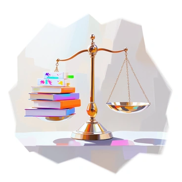 A balance scale with illustrations on one side, symbolizing fair evaluation