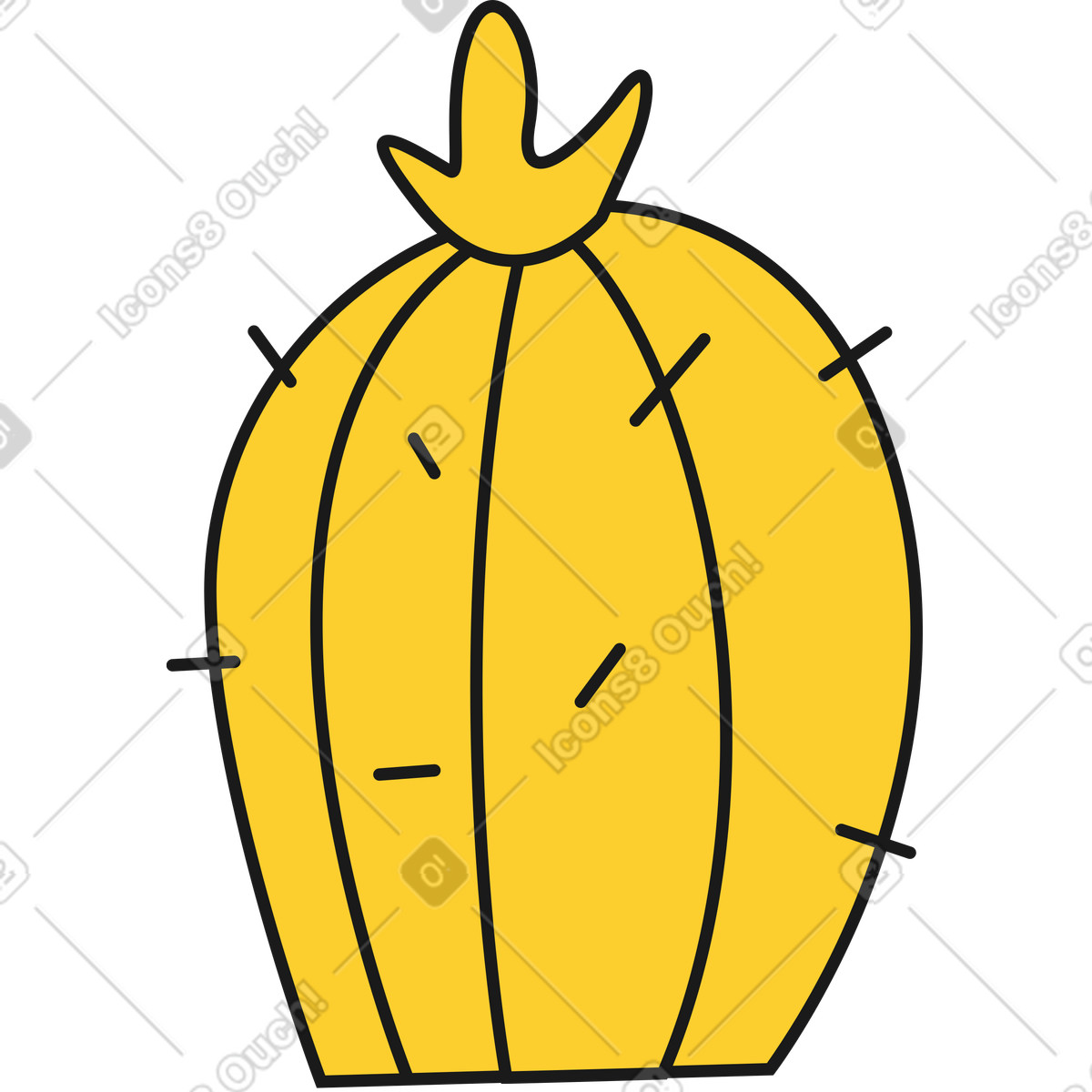 Cactus illustration featuring thorns clipart in PNG, SVG, GIF