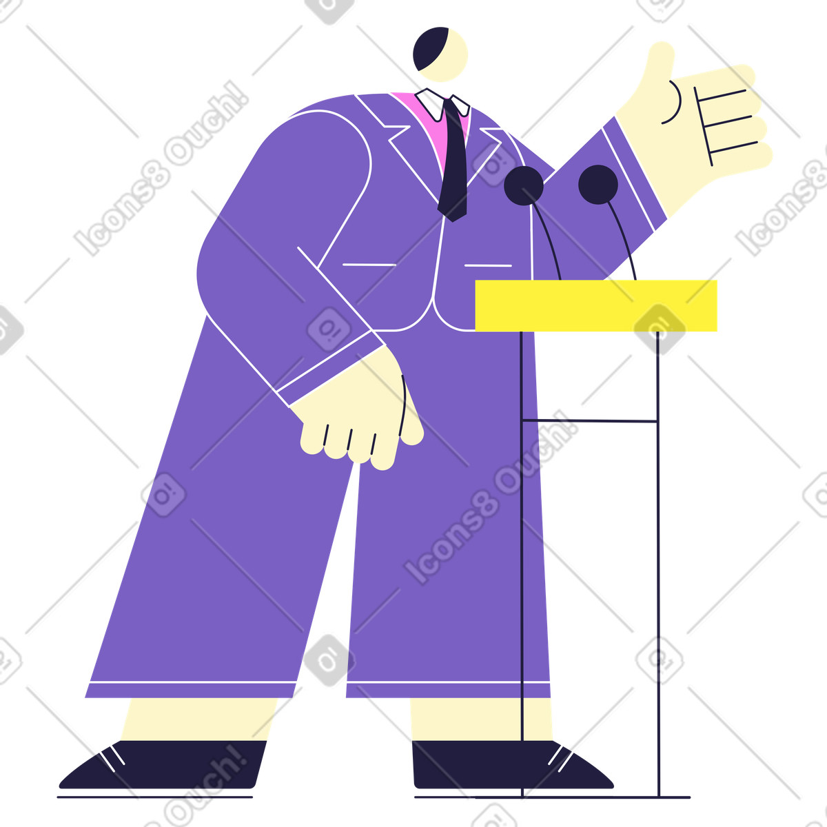 Politico che fa un discorso sul podio illustrazione in stile Mellow scarica in PNG, SVG