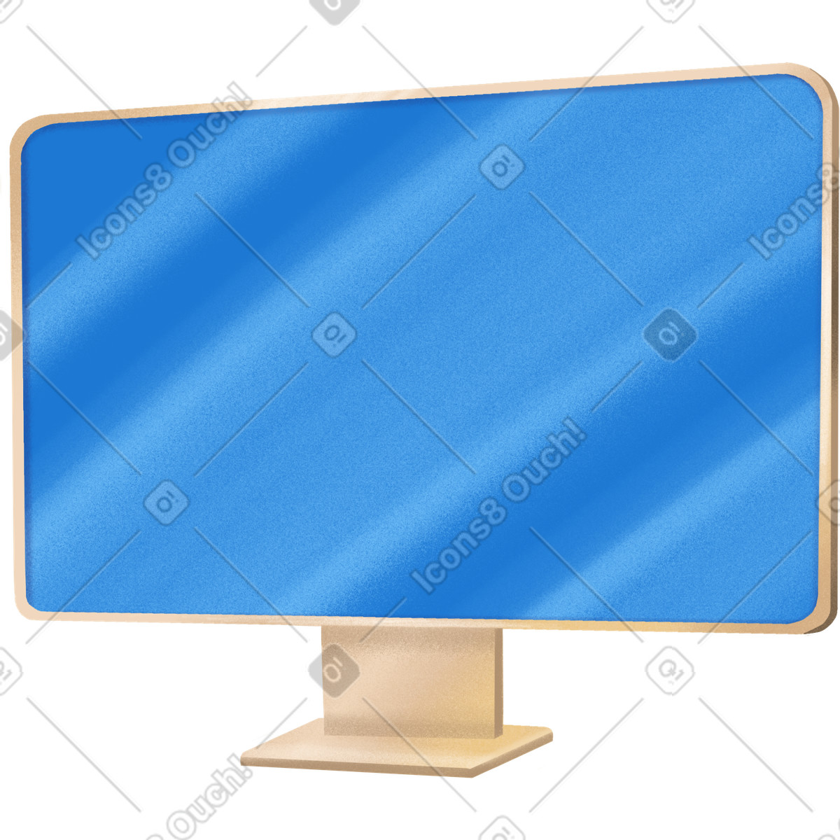 Monitor del computer bianco con display illustrazione in stile Gleam scarica in PNG, SVG