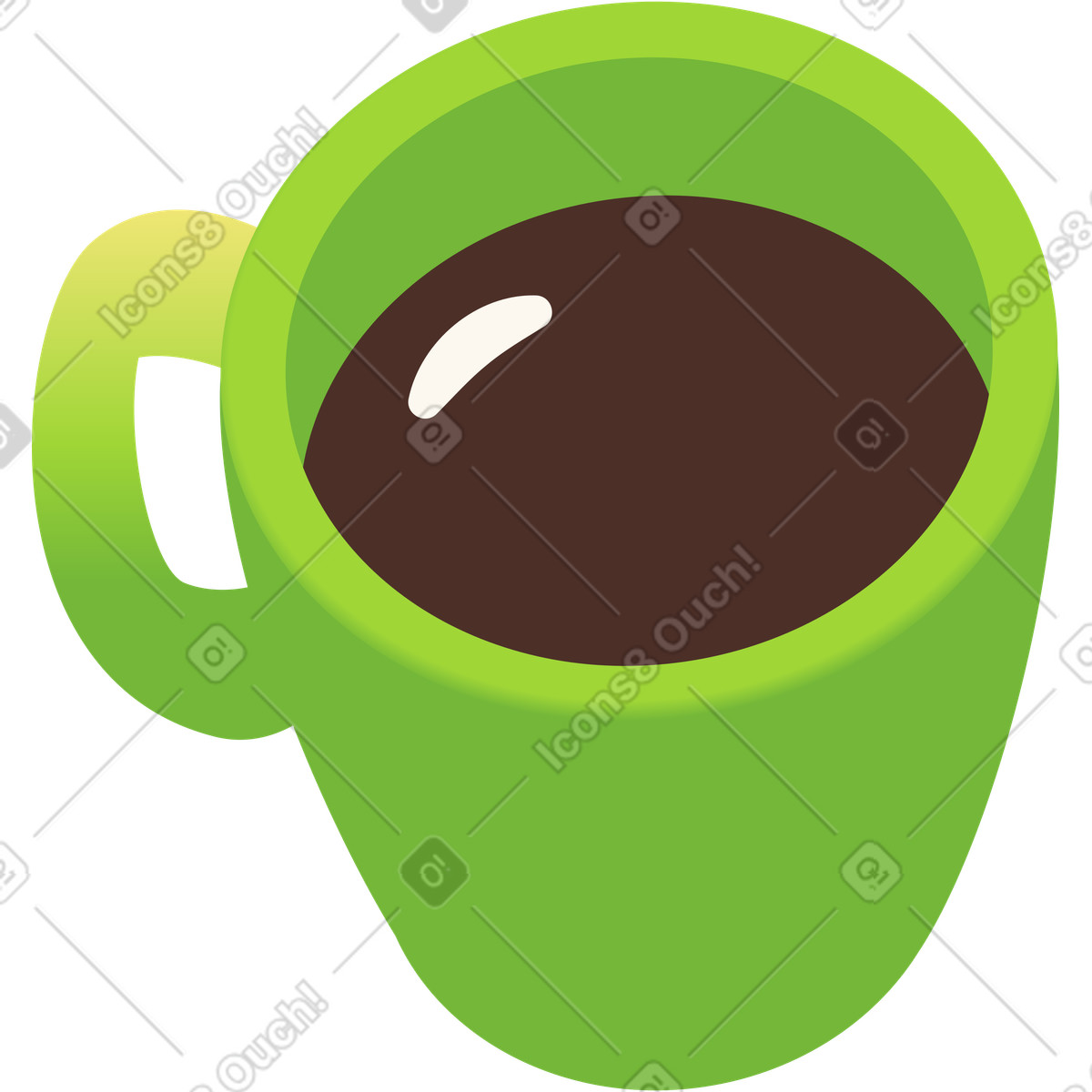 Green mug of coffee illustration in Fizzy style download in PNG, SVG