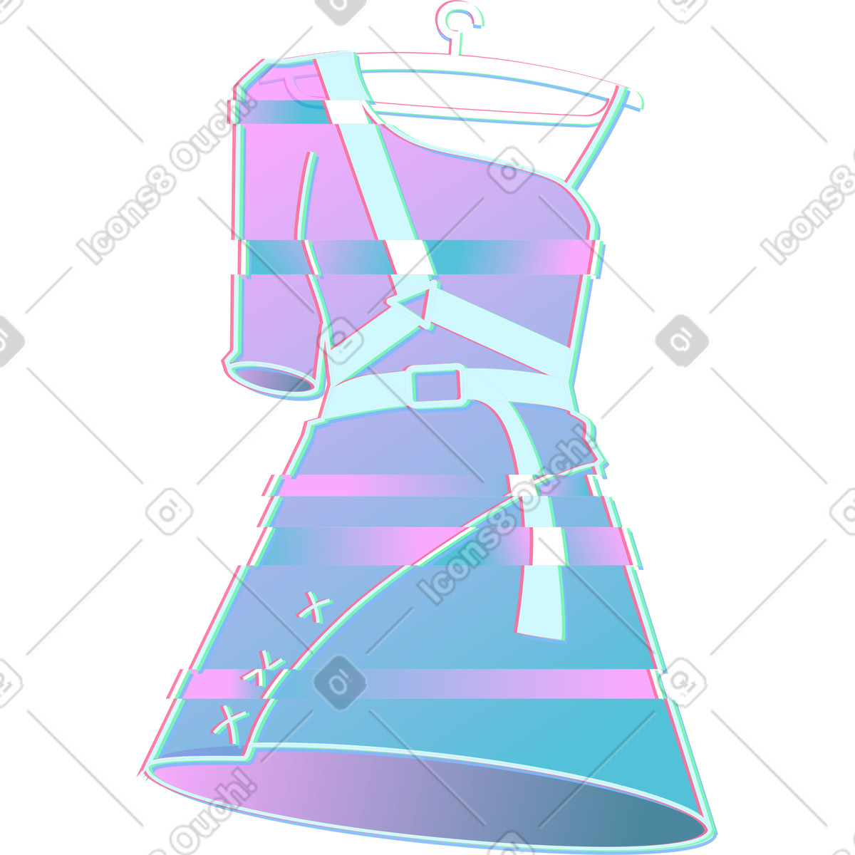 Dress on a hanger illustration in Neon style download in PNG, SVG