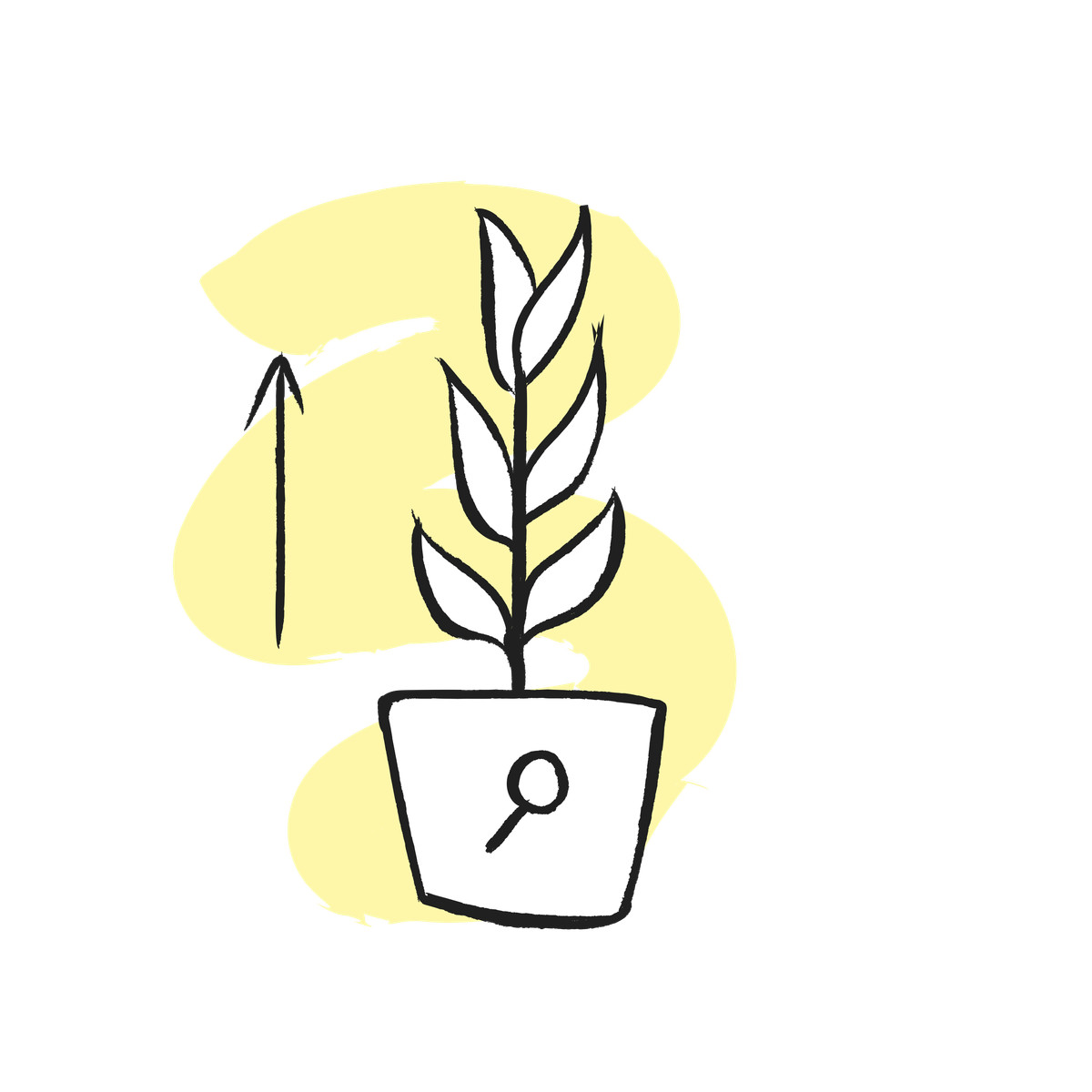 Pixeltrue icons スタイルの Plant growing in pot with search icon, Organic traffic increase のイラストをPNG、SVG形式でダウンロード