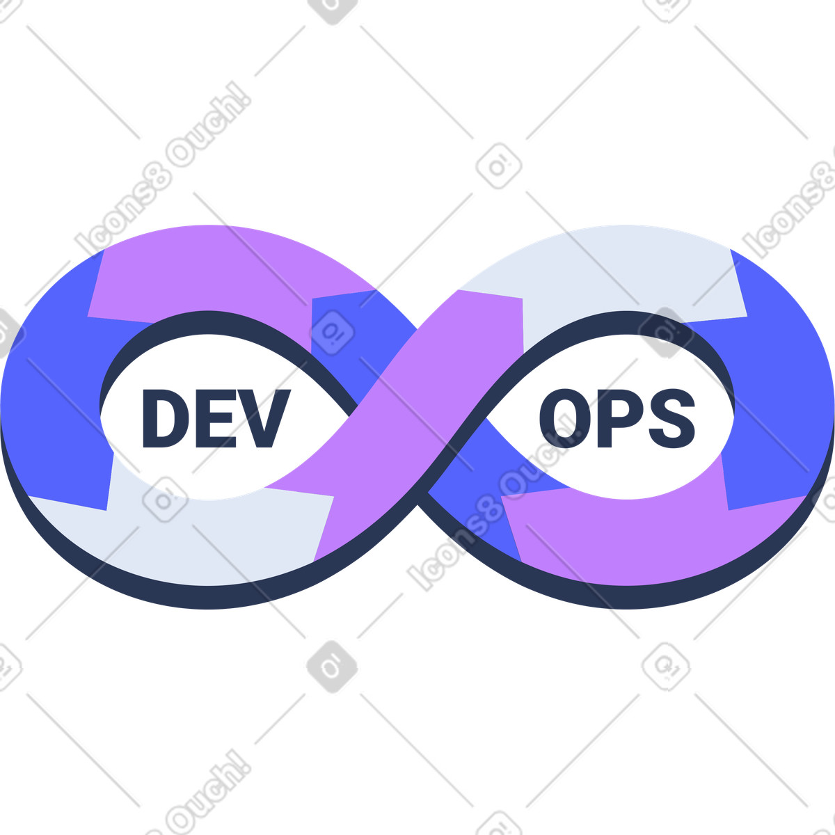 Devops infinity symbol with lettering illustration in Lucent style download in PNG, SVG