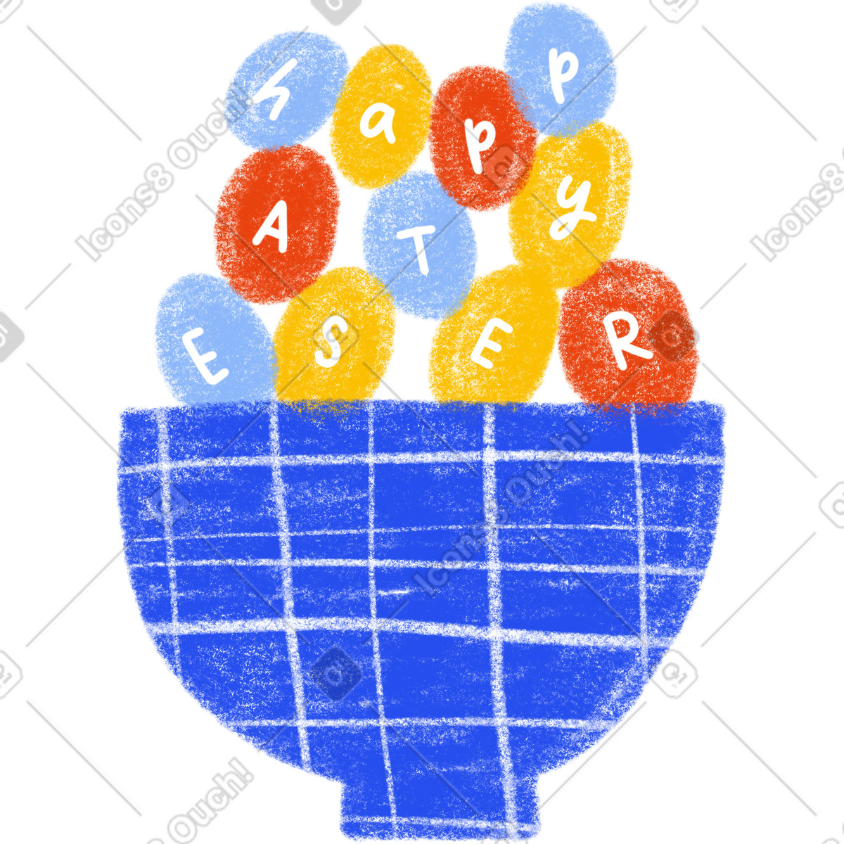 Uova di pasqua colorate con testo buona illustrazione in stile Postcards scarica in PNG, SVG