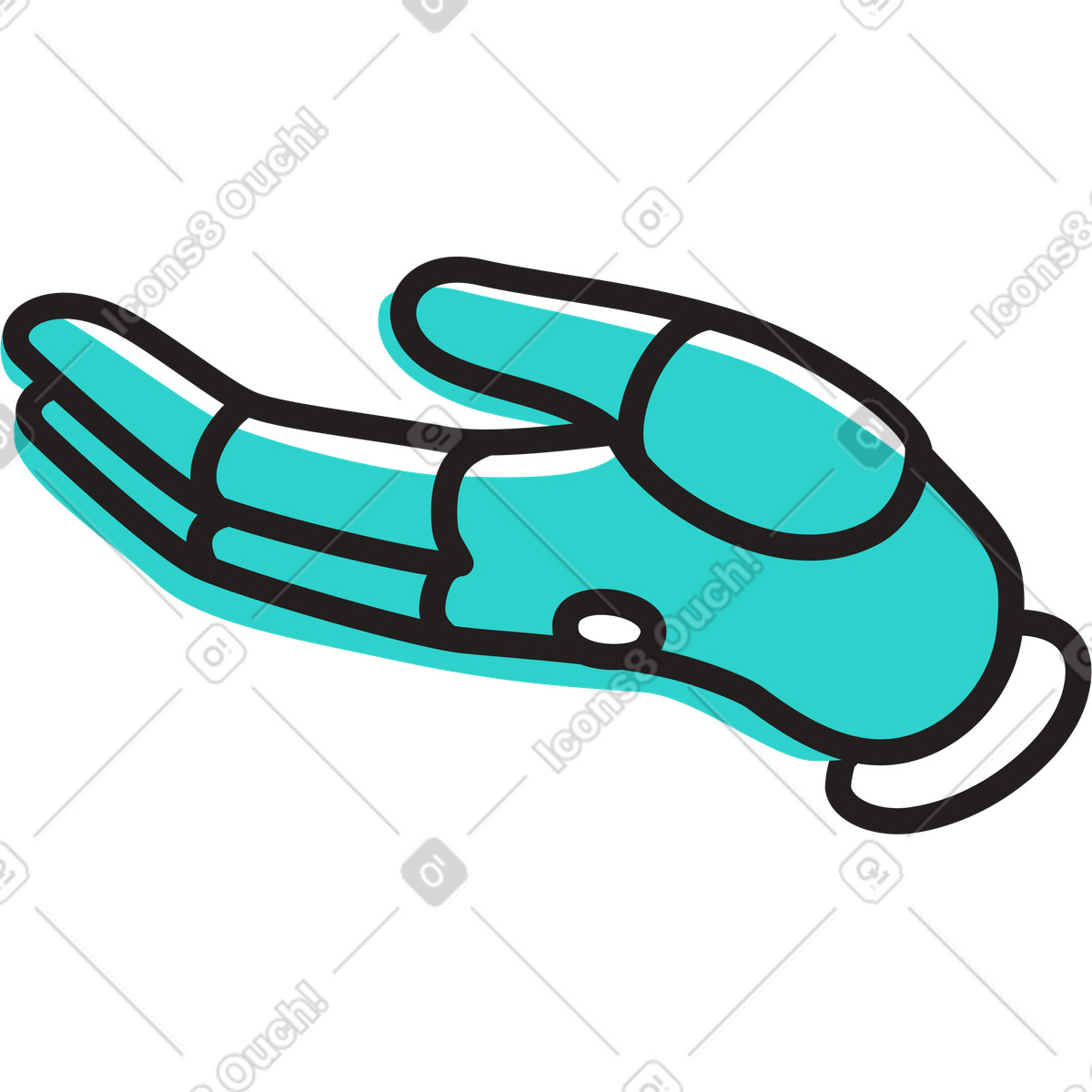 Ilustración Mano robótica con la palma hacia arriba en estilo Little a descargar en PNG y SVG