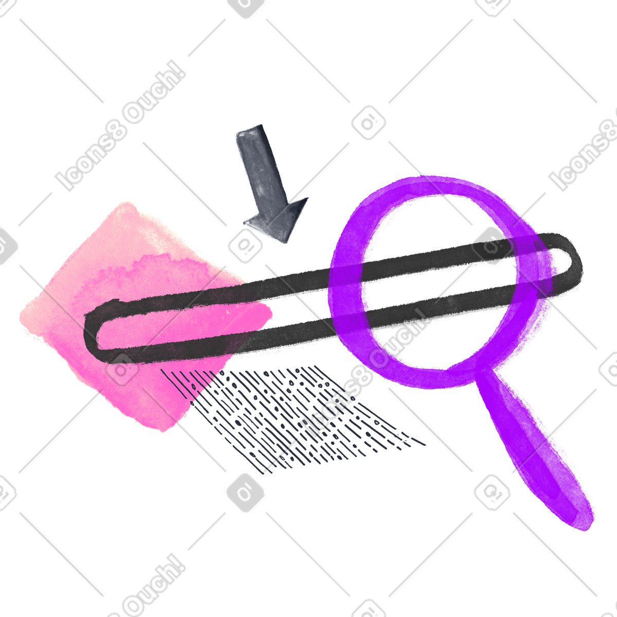 Barra di ricerca e lente ingrandimento illustrazione in stile Inky scarica in PNG, SVG