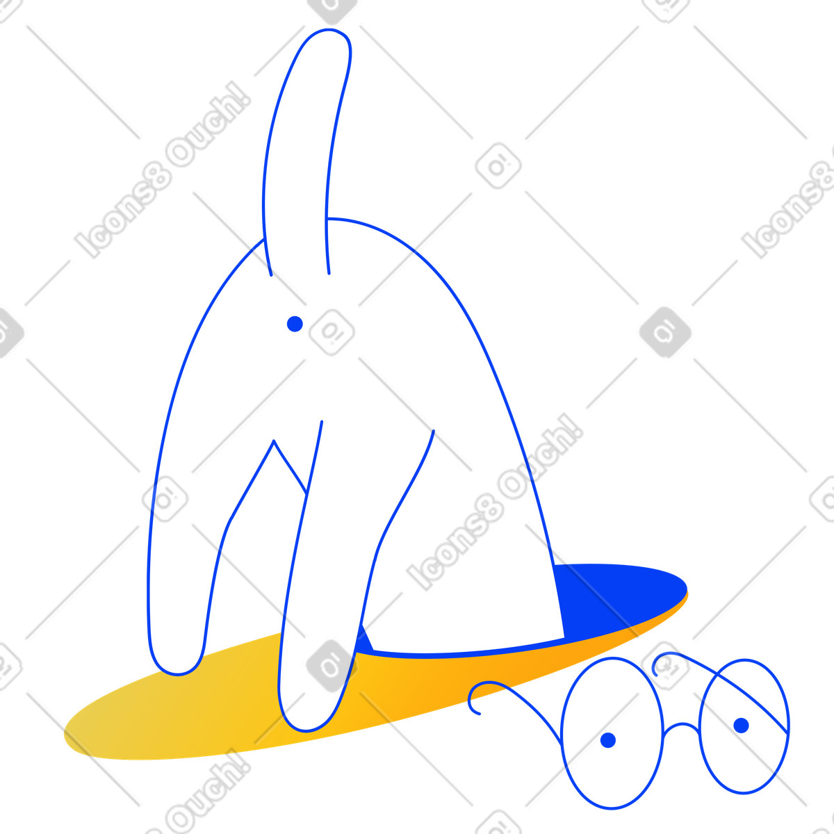 Illustration Personnage cherchant quelque chose dans le portail style Buddy à télécharger aux formats PNG, SVG