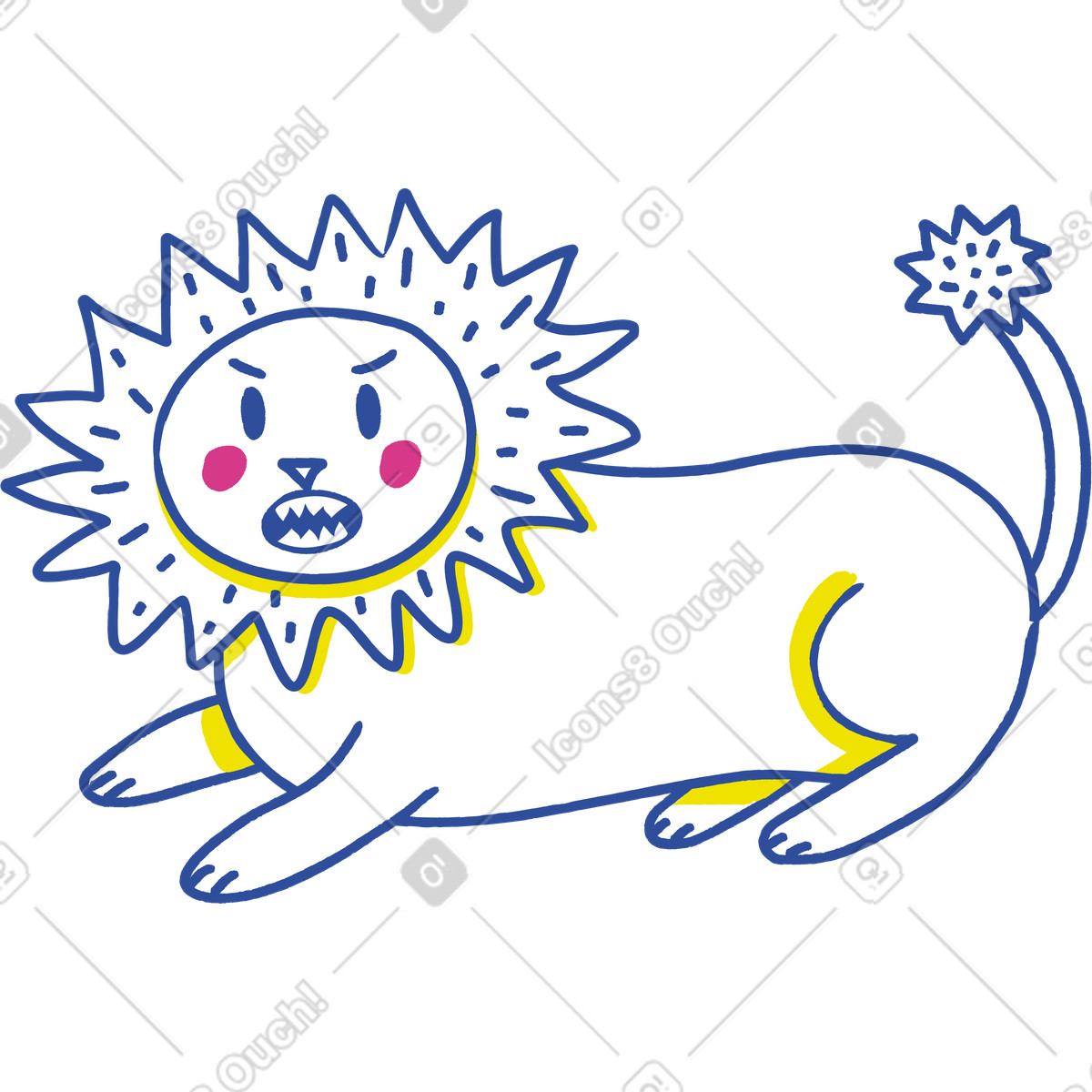 Löwe-Illustration im Lime-Stil als Download in PNG, SVG