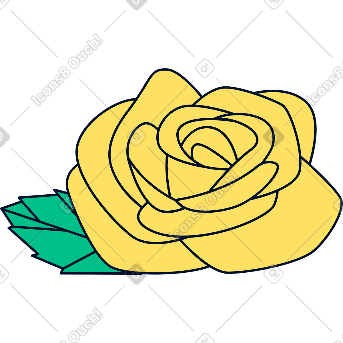 Rose-Illustration im Teal-Stil als Download in PNG, SVG