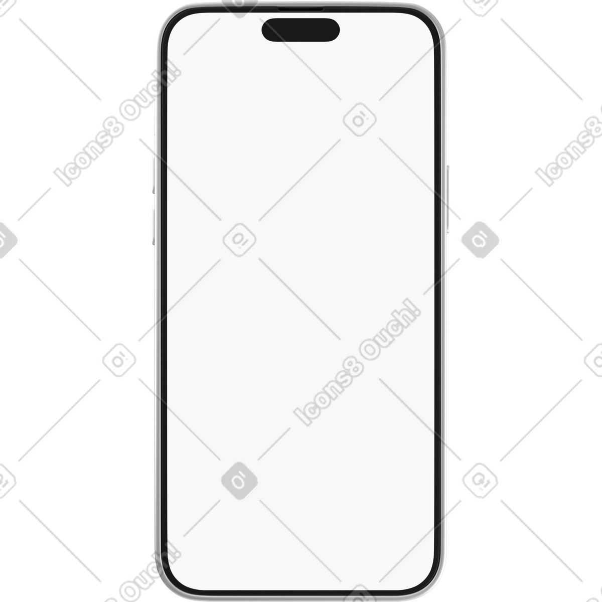 3D Business スタイルの Front view of white phone screen のイラストをPNG、SVG形式でダウンロード