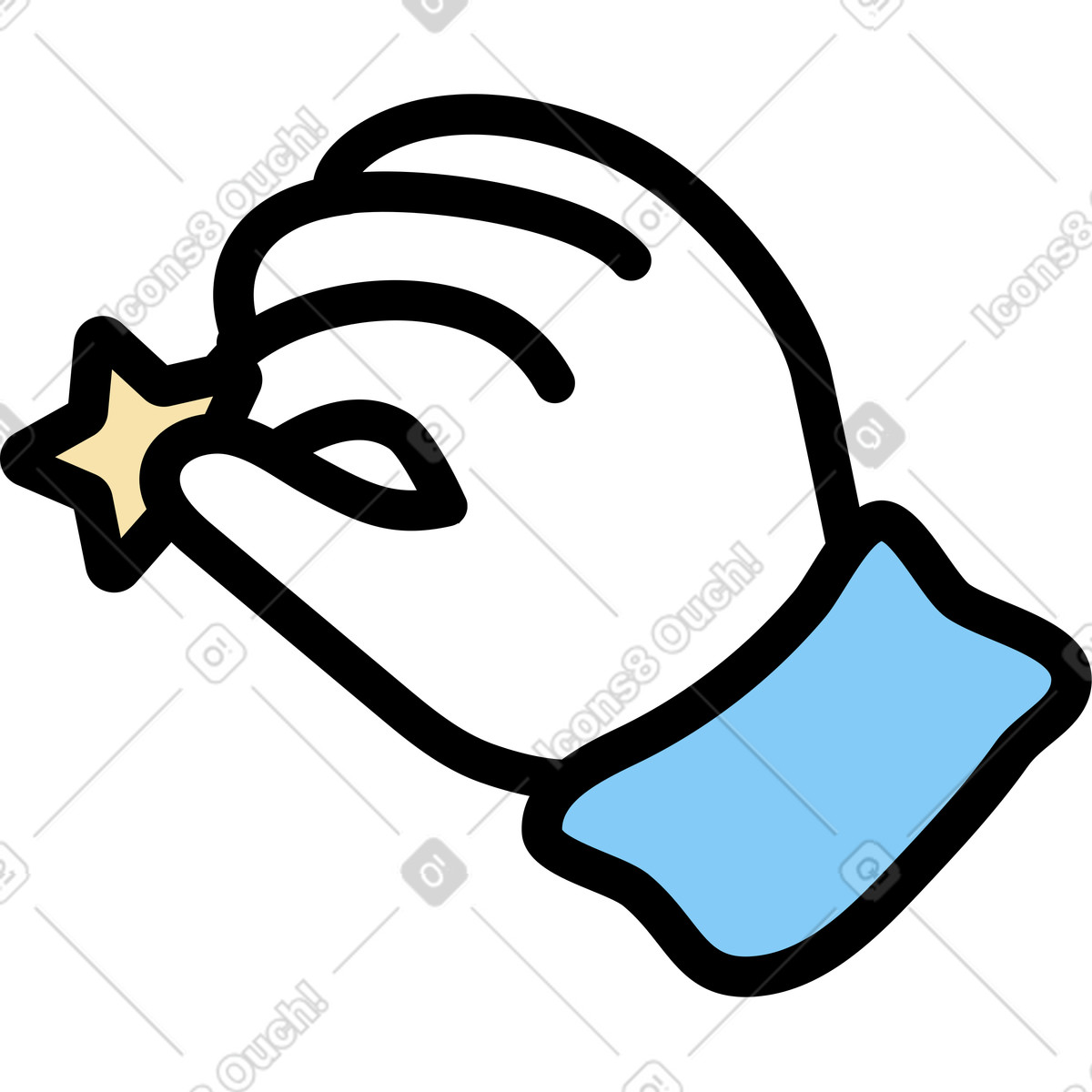 Notes スタイルの 星を持っている手 のイラストをPNG、SVG形式でダウンロード