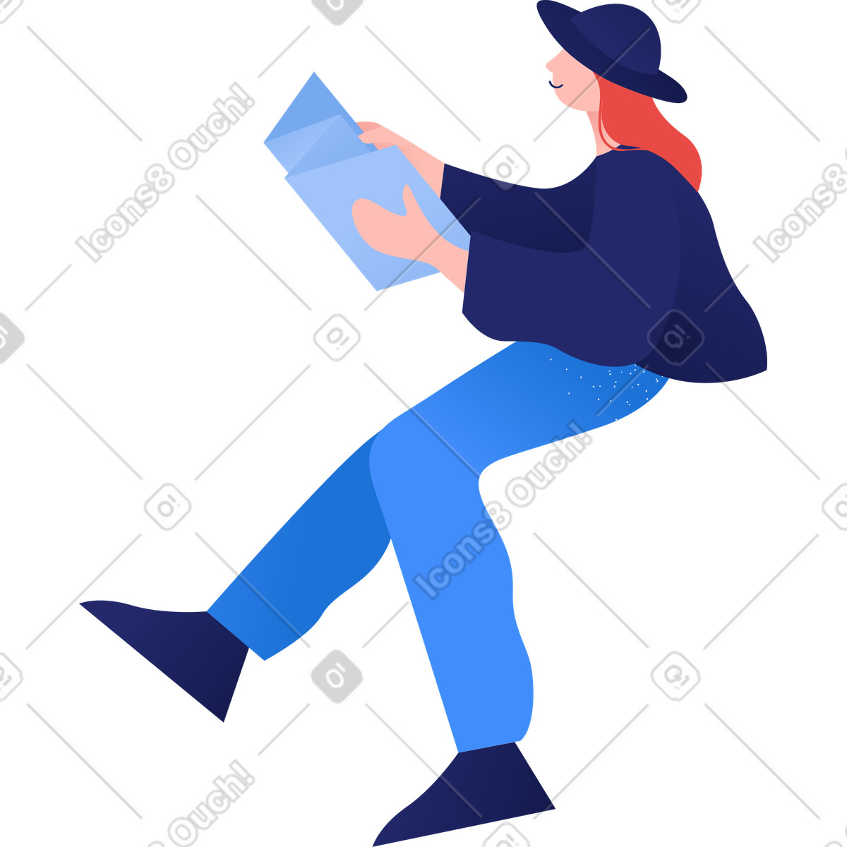 Girl illustration clipart image in PNG, SVG, GIF showcasing youthful energy
