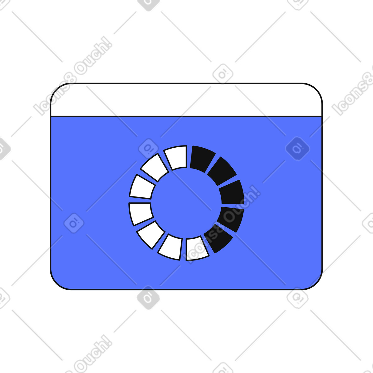Ilustración Loading screen webpage showing circular progress indicator on blue background en estilo Main a descargar en PNG y SVG