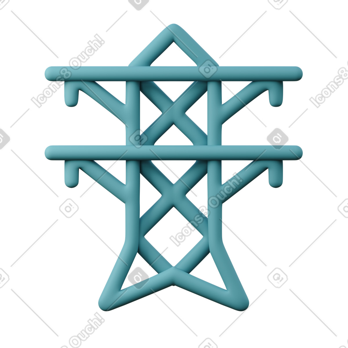 Electricity transmission tower pylon icon for energy distribution illustration in 3D Sugary style download in PNG, SVG