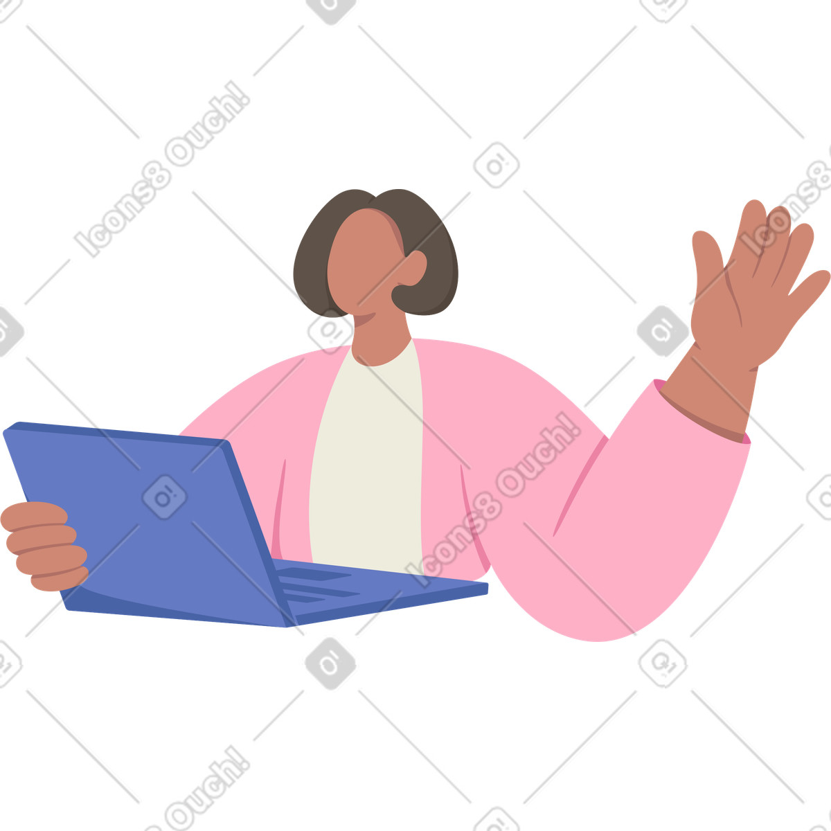 Woman with laptop illustration in Social style download in PNG, SVG