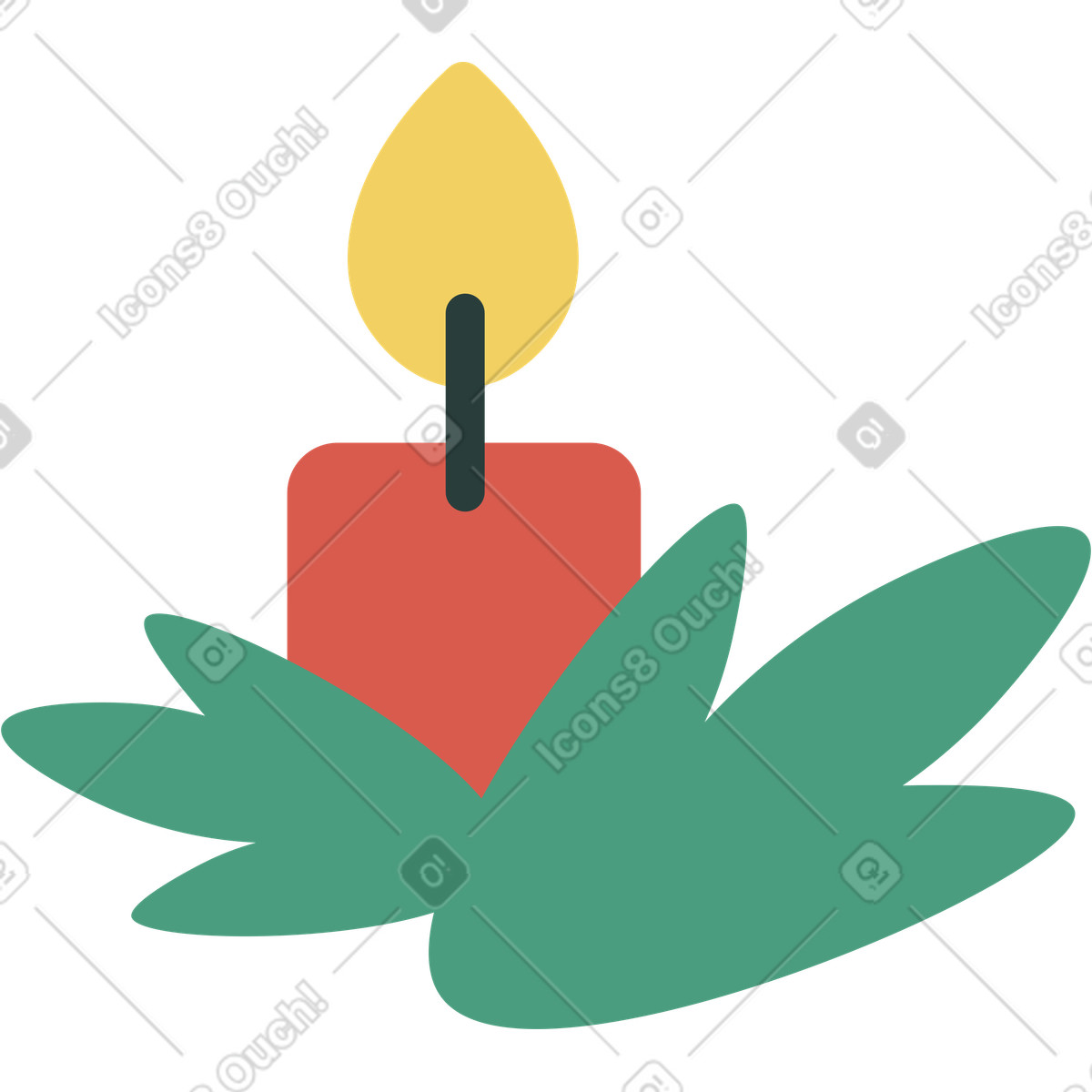 Weihnachtskerze-Illustration im Macaroni-Stil als Download in PNG, SVG
