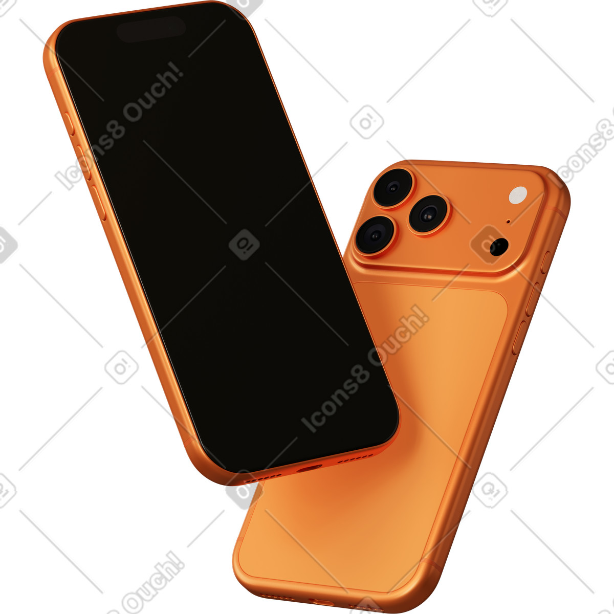 Illustration Iphone orange dans le style 3D Business à télécharger aux formats PNG, SVG