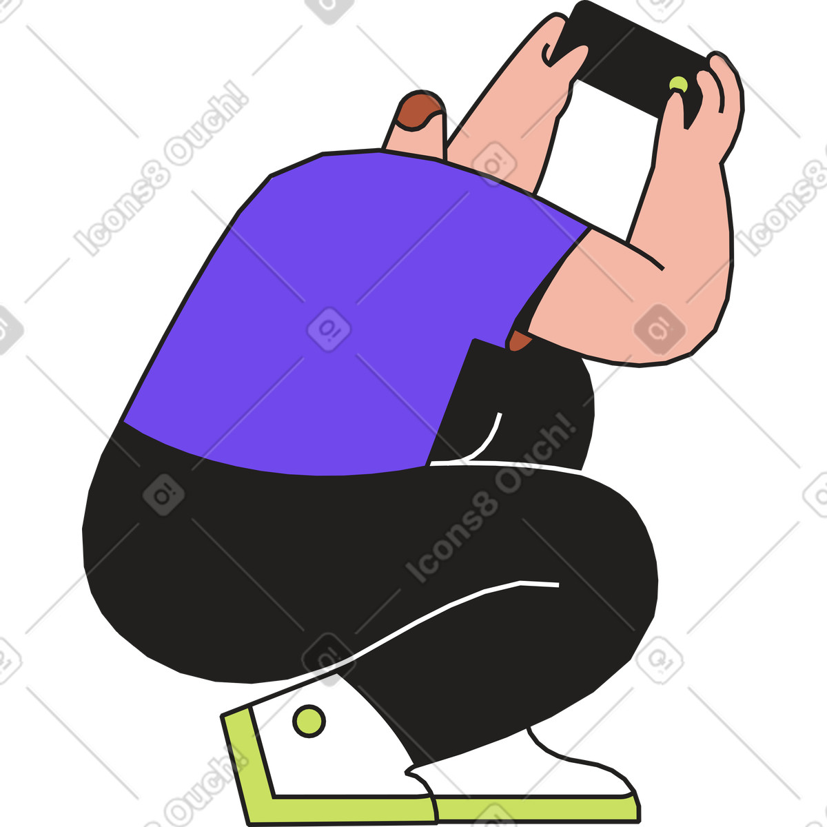 Uomo seduto con il telefono illustrazione in stile Dazzle scarica in PNG, SVG