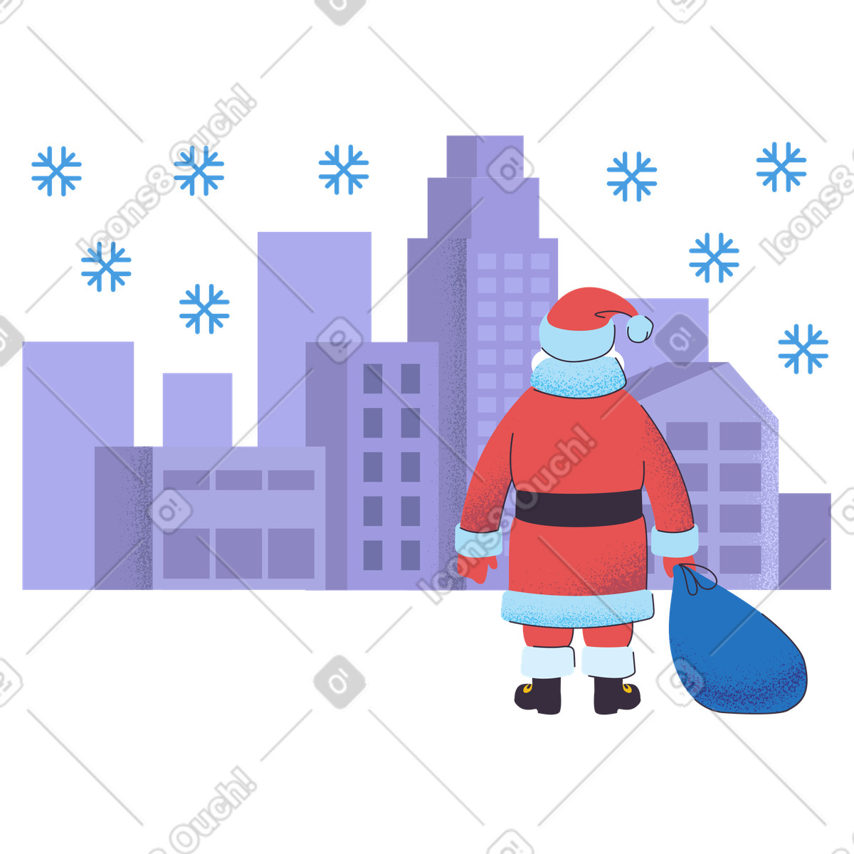 Babbo natale sta arrivando in città illustrazione stile Pale scarica PNG, SVG