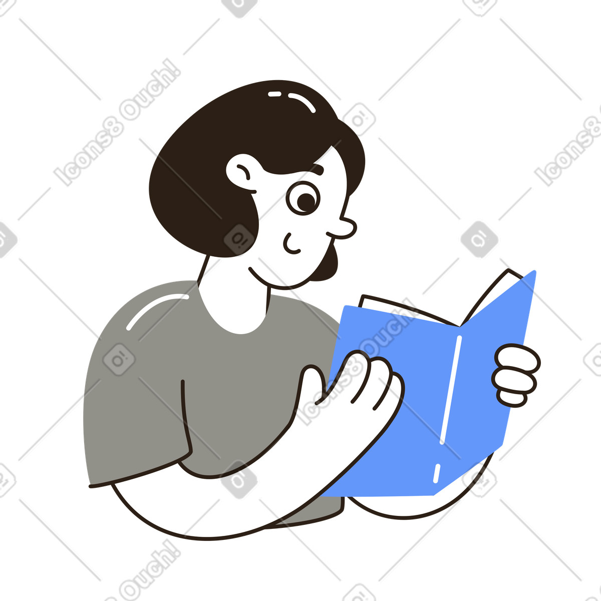Reading book with focus illustration online learning clipart vectors for education