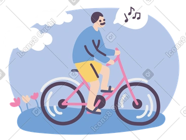 Man riding bicycle and singing song PNG, SVG
