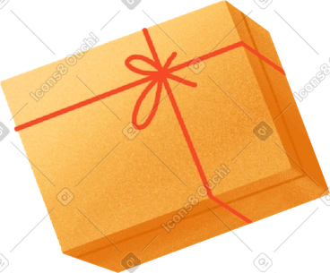 Yellow gift with a red ribbon PNG, SVG