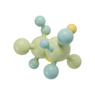 A group of several nonpolar molecules displayed in a 3D render, each represented as spherical shapes with smooth surfaces. The molecules are varying in size, showing slight differences in color, such as pale green, light blue, and soft yellow, to distinguish them from one another. The arrangement of the molecules is dynamic, with some slightly overlapping to depict interaction. There are visual lines or ripples emanating from the points of contact between the molecules, illustrating the London dispersion forces at work. The overall composition conveys a sense of movement and interaction among the nonpolar molecules.